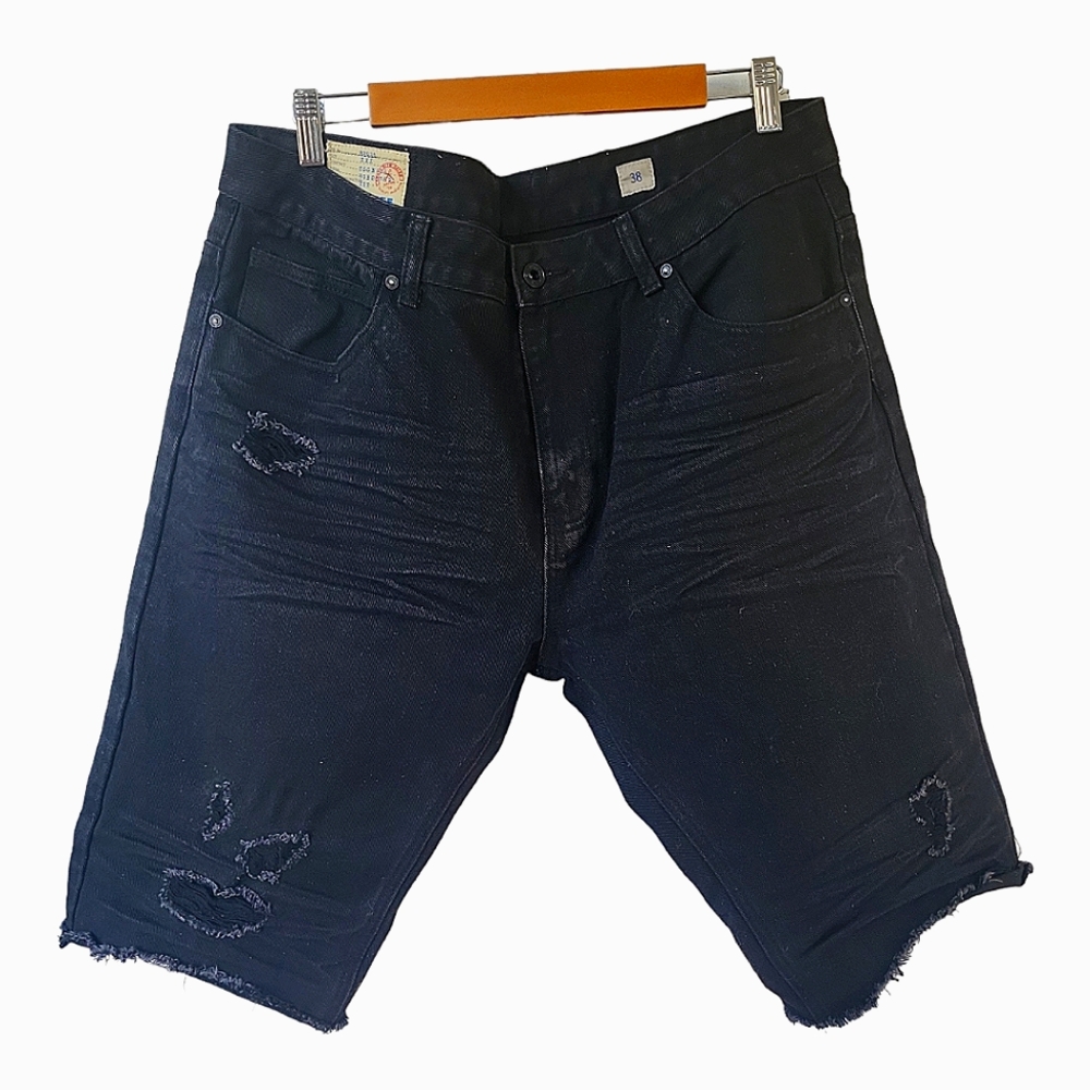 Men's Smoke Rise Streetweae Black Distressed Jean Shorts Size 38